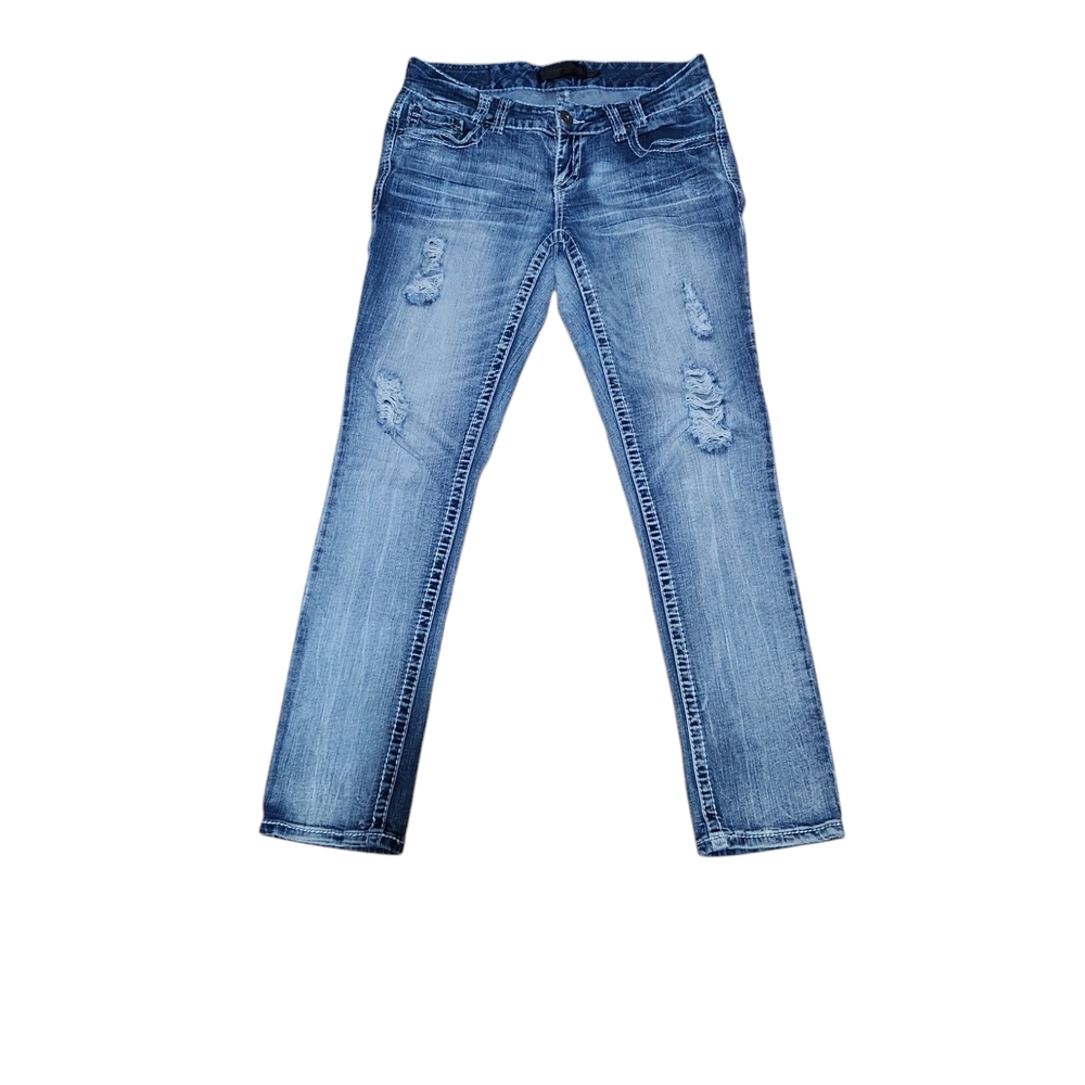 Distressed Blue Denim Jeans